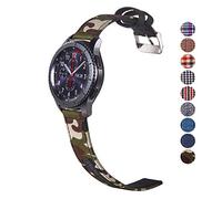 DEALELE Bandes Compatible pour Samsung Gear S3 Frontier/Classic/Galaxy Watch 46mm, Bracelet de Remplacement 22mm Cuir Tissu avec Boucle en Métal, Camouflage