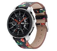 DEALELE Bandes Compatible pour Samsung Gear S3 Frontier/Classic/Galaxy Watch 46mm, Bracelet de Remplacement Cuir Imprimé Modèle 22mm, Vert Feuille