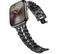 DEALELE Bracelet compatible avec iWatch 38 mm, 42 mm, 40 mm, 44 mm, acier inoxydable, chaîne en denim, bracelet de rechange pour Apple Watch Series 6/5/4/3 Femmes Hommes, Noir-Noir, 38/40 mm