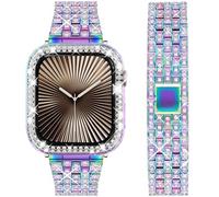 DEALELE Bracelet compatible avec iWatch 40 mm, 44 mm, 41 mm, 45 mm, 49 mm, bracelet de rechange en métal avec coque de protection pour Apple Watch Series 9/8/7/6/5/4/SE/Ultra pour homme et femme