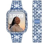 DEALELE Bracelet compatible avec iWatch 40 mm 44 mm, entièrement diamanté en acier inoxydable avec coque de protection en strass pour Apple Watch Série 6/5/4 Unisexe (40 mm, bleu)