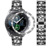 DEALELE Bracelet compatible avec Samsung Galaxy Watch 3 (41 mm), 20 mm en acier métallique avec cadran de montre pour homme et femme, noir