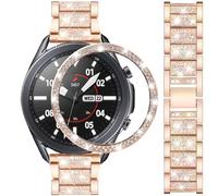 DEALELE Bracelet compatible avec Samsung Galaxy Watch 3 45 mm, 22 mm, élégant diamant en acier inoxydable avec bague de rechange pour homme et femme, or rose
