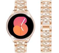 DEALELE Bracelet compatible avec Samsung Galaxy Watch 5 40 mm/Galaxy Watch 5 44 mm, 20 mm strass brillants bracelet en métal avec étui de protection bracelets de rechange pour homme et femme, or rose