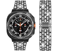 DEALELE Bracelet compatible avec Samsung Galaxy Watch 7/5/4 40 mm 44 mm / FE 40 mm / 5 Pro 45 mm, 20 mm avec coque de protection de rechange pour homme et femme, galaxy ultra (47mm), Strass