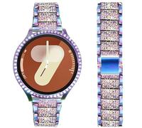 DEALELE Bracelet Compatible avec Samsung Galaxy Watch 7/5 / 4 40 mm 44 mm / FE 40 mm / 5 Pro 45 mm, Bracelets de 20 mm avec diamants scintillants en métal de protection avec coque de remplacement pour
