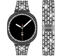 DEALELE Bracelet compatible avec Samsung Galaxy Watch 7/6/5/4 40 mm/44 mm/5 Pro 45 mm, 20 mm avec strass et coque de protection en polycarbonate pour homme et femme, galaxy 7 (40mm), Acier allié