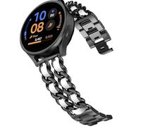 DEALELE Bracelet compatible avec Samsung Galaxy Watch 7 / FE / 6/6 Classic / 5/5 Pro / 4/4 Classic / 3 41 mm, 20 mm en métal avec bracelets chaîne en cuir pour Huawei GT3/GT2 42 mm pour homme et femme