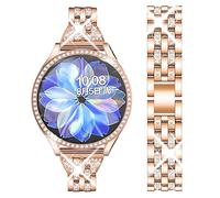 DEALELE Bracelet compatible avec Samsung Galaxy Watch Active 2 40 mm/Active 2 44 mm, 20 mm Bracelet en acier avec strass et diamant en acier avec coque de protection de rechange pour homme et femme,