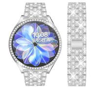 DEALELE Bracelet compatible avec Samsung Galaxy Watch Active 2 40 mm/Active 2 44 mm, 20 mm strass diamant métal acier avec coque de protection de rechange pour homme et femme, argent, 44 mm