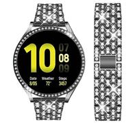 DEALELE Bracelet Compatible avec Samsung Galaxy Watch Active 2 40 mm / Active 2 44 mm, Bracelet en métal acier avec strass diamant de 20 mm et étui de protection de remplacement pour femmes et hommes