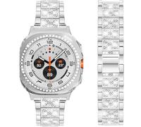 Dealele Bracelet Compatible avec Samsung Galaxy Watch FE 40 mm / Galaxy Watch 5/4 40 mm, Bracelets fins en métal avec strass et diamants 20 mm avec étui de protection de remplacement pour femmes et