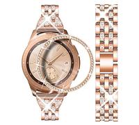 DEALELE Bracelet compatible avec Samsung Gear Sport/Galaxy Watch 42 mm/Galaxy 4 Classic (42 mm), 20 mm - Bracelet de luxe en métal avec strass et bague de rechange pour homme et femme, Or rose., 20mm,