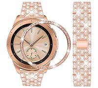 DEALELE Bracelet compatible avec Samsung Gear Sport/Galaxy Watch 42 mm/Galaxy 4 Classic (42 mm), 20 mm - Bracelet de luxe en métal avec strass et bague de rechange pour homme et femme, rose gold,