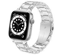 DEALELE Bracelet de rechange en résine colorée pour montre connectée 38 mm, 42 mm, 40 mm, 44 mm, pour Apple iWatch Série 6/Série 5/Série 4/Série 3 pour homme et femme, Transparent, 42 mm/44 mm