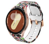 DEALELE Bracelet de rechange en silicone imprimé pour Samsung Galaxy Watch 4/4 Classic/5/5 Pro/3/Active 2 et Huawei GT2/GT3 42 mm (crâne coloré)
