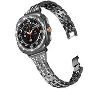 Dealele Bracelet et coque de lunette compatible avec Samsung Galaxy Watch Ultra 47 mm (2025/2024), bracelets métalliques avec strass scintillants et coque de lunette en acier inoxydable avec diamants