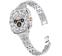 Dealele Bracelet et coque de lunette compatible avec Samsung Galaxy Watch Ultra 47 mm (2025/2024), bracelets métalliques avec strass scintillants et coque de lunette en acier inoxydable avec diamants