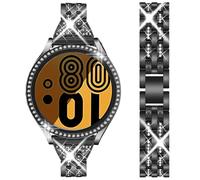 DEALELE Bracelet et étui en verre trempé compatible avec Samsung Galaxy Watch FE / 5/4 40 mm, bracelets métalliques brillants en diamant de 20 mm et étui de protection complet avec protecteur d'écran