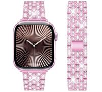 Dealele Bracelets compatibles avec Apple Watch 49 mm 46 mm 42 mm 45 mm 41 mm 44 mm 40 mm, bracelet de rechange en métal avec strass et diamants pour iWatch Série 10/9 / 8/7 / 6/5 / 4/3 / SE/Ultra pour