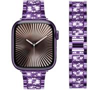 DEALELE Bracelets compatibles avec Apple Watch 49 mm, 46 mm, 45 mm, 44 mm, 42 mm, bracelet en métal avec strass pour iWatch Series 11/10/9/8/7/6/5/4/3/Ultra/SE pour homme et femme (violet)