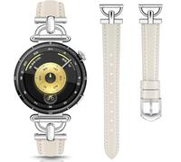 DEALELE Bracelets compatibles avec Huawei Watch GT5 Pro 42 mm/GT5 41 mm/GT4 41 mm/Garmin Venu 3S/Forerunner 265S/255S/Fossil Women's 6e génération, bracelet en cuir souple en métal pour femme, blanc