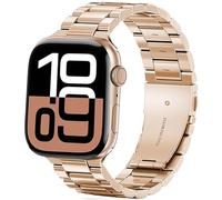 DEALELE Bracelets compatibles avec iWatch 49 mm, 46 mm, 45 mm, 44 mm, 42 mm, bracelet de rechange en acier inoxydable pour Apple Watch Series 10/9/8/7/6/5/4/3/SE/Ultra pour homme et femme, or rose