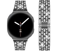 DEALELE Bracelets compatibles avec Samsung Galaxy Watch 8 40 mm/44 mm/8 Classic 46 mm, bracelet de rechange en métal avec strass pour homme et femme (noir)
