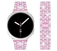 DEALELE Bracelets compatibles avec Samsung Galaxy Watch 8 40 mm/44 mm/8 Classic 46 mm, bracelet de rechange en métal avec strass pour homme et femme (rose rouge)