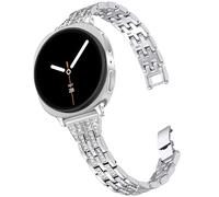 DEALELE Bracelets compatibles avec Samsung Galaxy Watch 8 40 mm/44 mm/8 Classic 46 mm, bracelet de rechange fin en métal avec strass pour homme et femme (argenté)