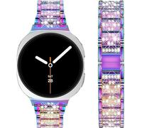 DEALELE Bracelets compatibles avec Samsung Galaxy Watch 8 40 mm/44 mm/8 Classic 46 mm, bracelet de rechange en métal avec strass et texture S pour homme et femme (arc-en-ciel)