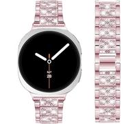 DEALELE Bracelets compatibles avec Samsung Galaxy Watch 8 40 mm/44 mm/8 Classic 46 mm, bracelet de rechange en métal avec strass et texture S pour homme et femme (rose)