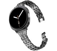 DEALELE Bracelets compatibles avec Samsung Galaxy Watch 8 40 mm/44 mm/8 Classic 46 mm, bracelet de rechange fin en métal avec strass pour homme et femme (noir)