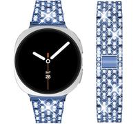 DEALELE Bracelets compatibles avec Samsung Galaxy Watch 8 40 mm/44 mm/8 Classic 46 mm, bracelet de rechange en métal avec strass pour homme et femme (bleu)