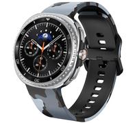 DEALELE Bracelets compatibles avec Samsung Galaxy Watch 8 40 mm/44 mm/8 Classic 46 mm, sans espace - Bracelet de rechange en silicone doux imprimé pour homme et femme, camouflage, noir et gris