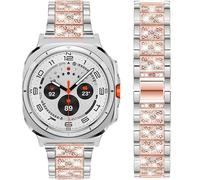 DEALELE Bracelets compatibles avec Samsung Galaxy Watch Ultra 47 mm (2025/2024), bracelet de rechange en métal avec strass pour Galaxy Watch Ultra 2/Ultra 47 mm pour homme et femme, argenté/or rose