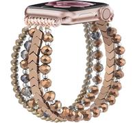 DEALELE Bracelets de perles compatibles avec Apple Watch 42 mm, 41 mm, 40 mm, 38 mm, bijoux élastiques faits à la main avec perles de cristal pour iWatch Series 10/9/8/7/6/5/4/3/SE pour femme, marron