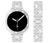 DEALELE Bracelets et coques compatibles avec Samsung Galaxy Watch 8 44 mm, bracelet en métal brillant en strass avec coque de protection en diamant pour homme et femme (44 mm, argenté)