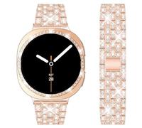 DEALELE Bracelets et coques compatibles avec Samsung Galaxy Watch 8 44 mm, bracelet en métal brillant en strass avec coque de protection en diamant pour homme et femme (44 mm, or rose)