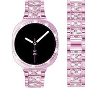DEALELE Bracelets et coques compatibles avec Samsung Galaxy Watch 8 44 mm, bracelet en métal fin avec strass avec coque de protection en diamant pour homme et femme (44 mm, rose)