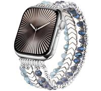 DEALELE Bracelets perlés compatibles avec Apple Watch 42 mm, 41 mm, 40 mm, 38 mm, bijoux élastiques faits à la main avec perles de cristal pour iWatch Series 10/9/8/7/6/5/4/3/SE pour femme, bleu
