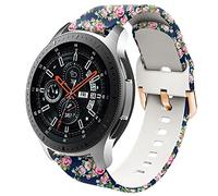 DEALELE Compatible avec Samsung Galaxy Watch 4,4 Classic,5,5 Pro,Galaxy 3 41 mm,Galaxy 42 mm,Active 2, bracelet de rechange en silicone imprimé de 20 mm pour Huawei GT2 42 mm/GT3 42 mm (bleu rose)