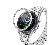 DEALELE Coque compatible avec montre intelligente Samsung Galaxy Watch 3 (41 mm) avec strass brillants en acier inoxydable - Argenté