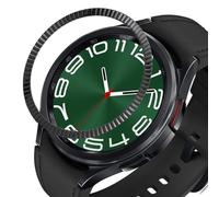 DEALELE Coque de montre compatible avec Samsung Galaxy Watch 6 Classic 43 mm / 47 mm, anneau de lunette en acier inoxydable texturé ondulé de remplacement pour femme et homme, 47 mm, noir