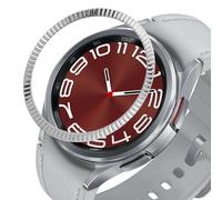 DEALELE Coque de montre de rechange compatible avec Samsung Galaxy Watch 6 Classic 43 mm/47 mm, en acier inoxydable à texture ondulée pour homme et femme, 47 mm, argenté