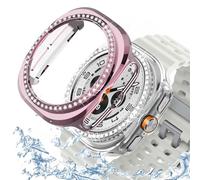 DEALELE Lot de 2 boîtiers de montre compatibles avec Samsung Galaxy Watch 7 Ultra (47 mm), coque de protection de rechange pour homme et femme, 47 mm, rose + transparent