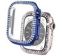 DEALELE Lot de 2 coques compatibles avec iWatch 41 mm 45 mm, coque de protection de rechange pour Apple Watch Série 8/7 pour homme et femme (41 mm, bleu + transparent)