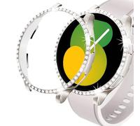 DEALELE Lot de 2 coques de protection antichocs compatibles avec Samsung Galaxy Watch 5/4 de 44 mm, à une rangée de diamants (44 mm, lumière étoilée + transparent)