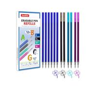 DealKits Lot de 12 mines de rechange effaçables pour stylos Legami, compatibles avec les stylos Legami, bleu, noir, violet, turquoise, encre thermosensible - Pointe du stylo 0,7 mm - Hauteur 13 cm -