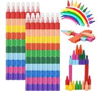 DealKits 14 pièces Crayons De Couleur Empilables Enfants, 10 couleurs Crayons Bloc Construction, sécurité et non Toxique Crayon arc-en-ciel,pour Cadeaux de Fête,D'anniversaire,Cadeaux de Noël,Amusants